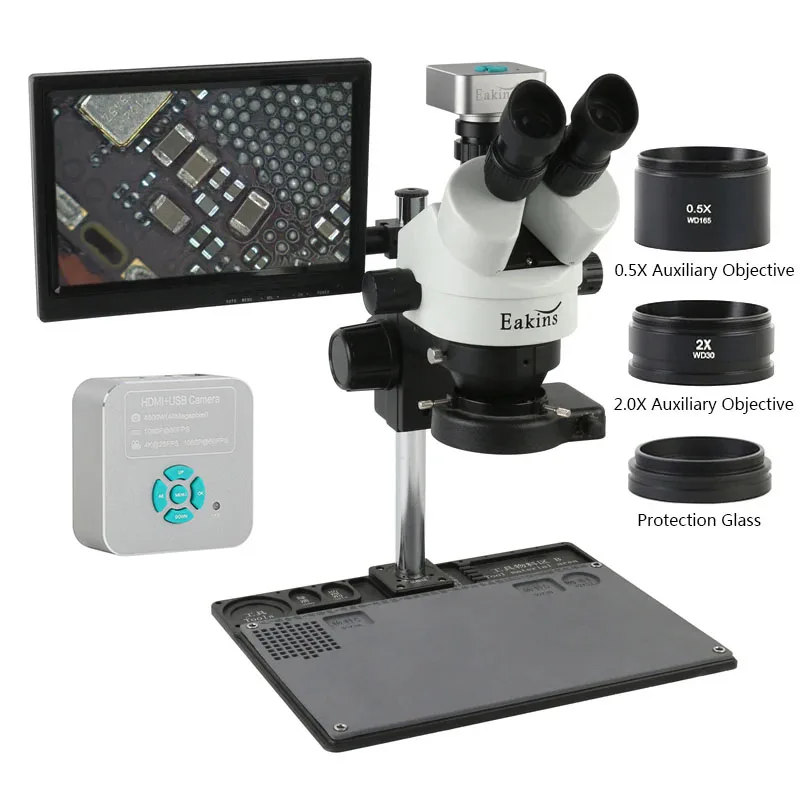 Simul-Focal Industrial Microscope 4K Hdmi - Mikroskop stereoskopowy trójokularowy z zoomem 7X
