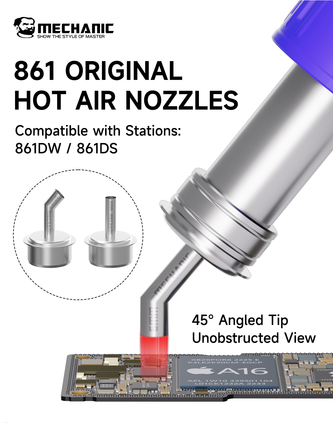 Hot Air Rework Station 861Dw - Zestaw dysz do gorącego powietrza Mechanic