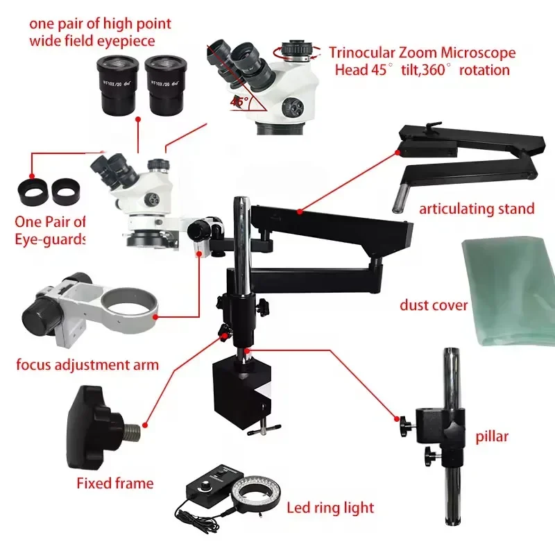 Mikroskop stereoskopowy trójok – Articulating Arm Boom Stand Microscope recenzja i cena